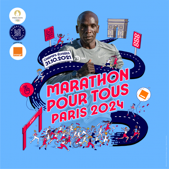 Visuel Course avec Kipchoge pour le Marathon Pour Tous 2024