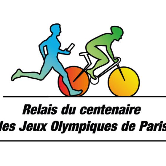 Le logo représente une personne sur un vélo et une personne qui court à côté avec un relais